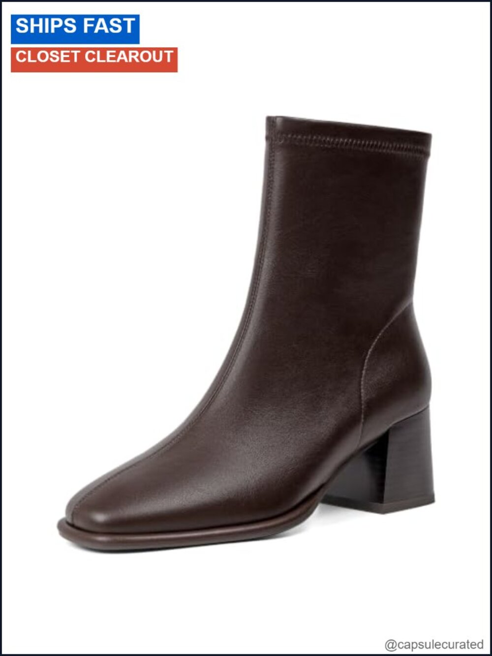 Modatope Women's Square Toe Chunky Ankle Boots Faux Leather Side Zipper Block